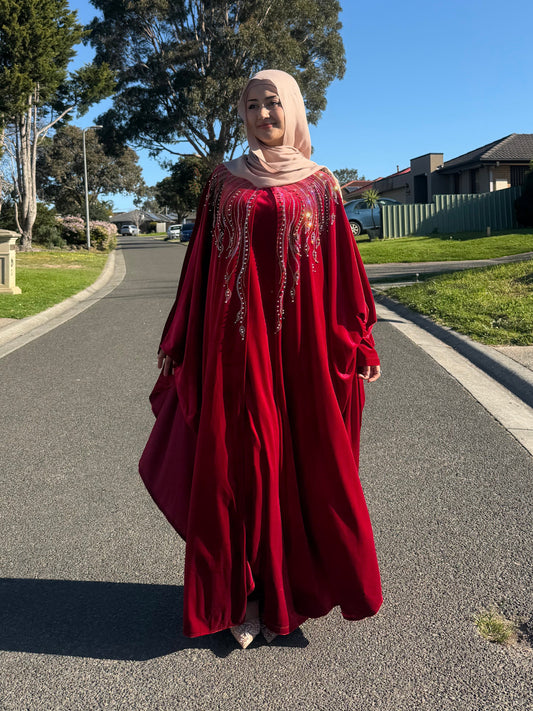 Ruby Crystal Velvet Kaftan