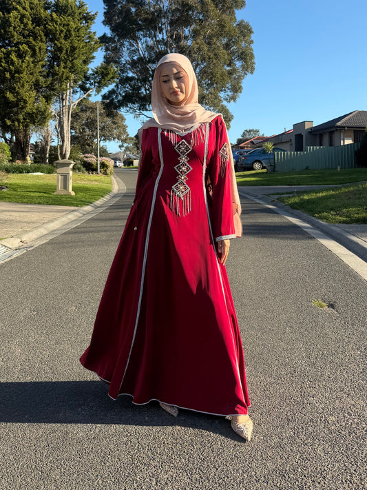 Crimson Crystal Embellished
Gown
