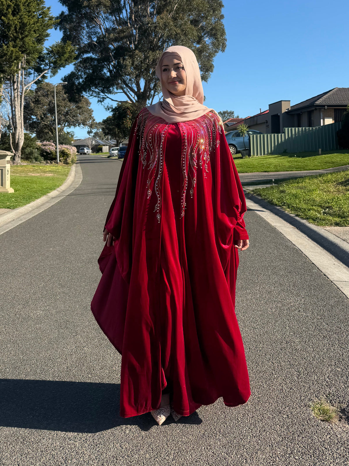 Ruby Crystal Velvet Kaftan