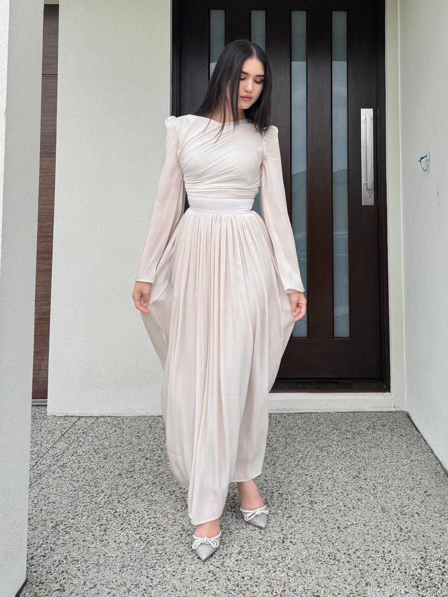 Draped Bell Sleeves Dress