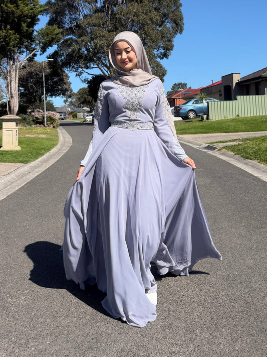 Lavender Silver Embellished Gown