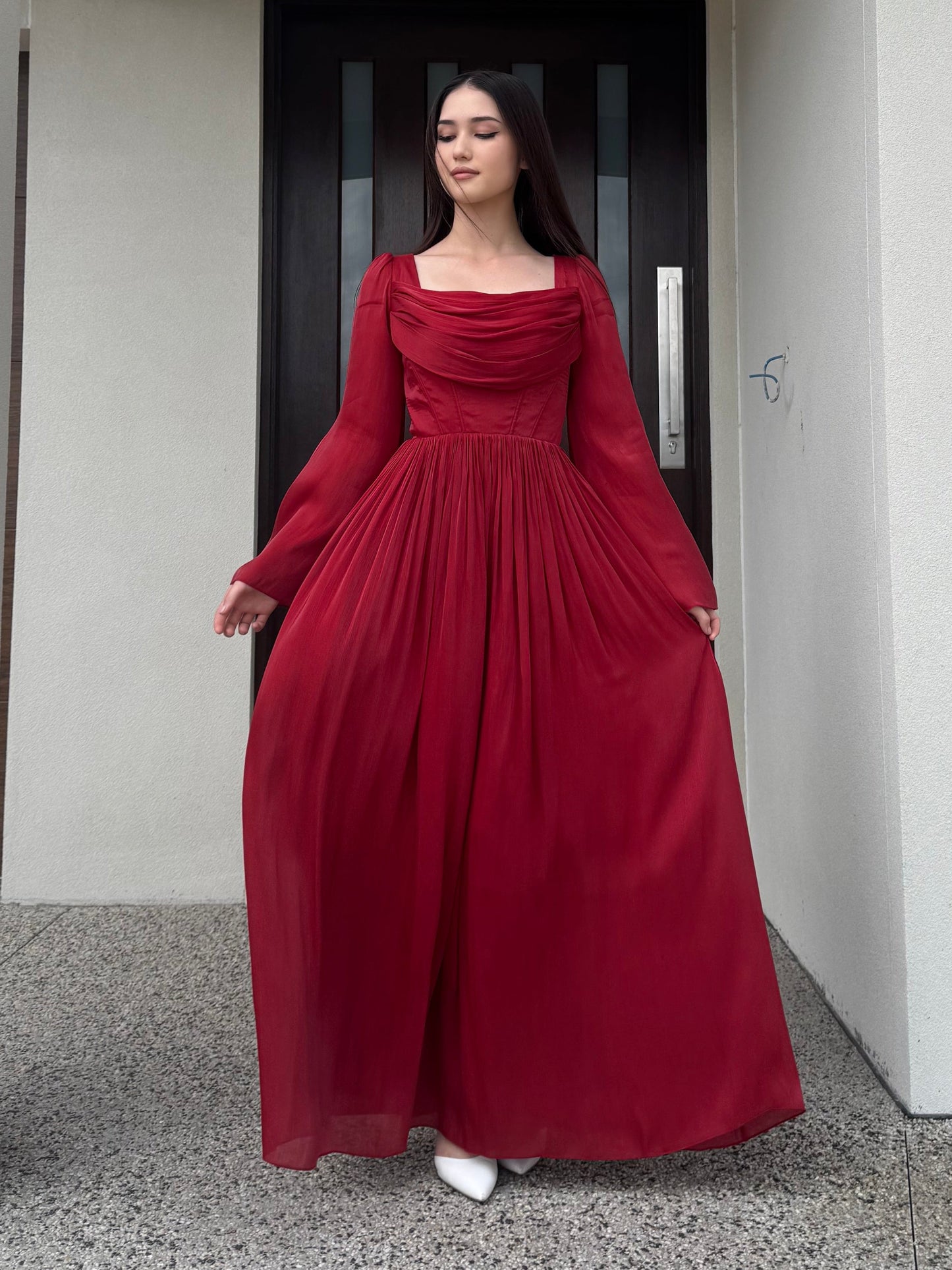 Draped Cowl Neck Dress