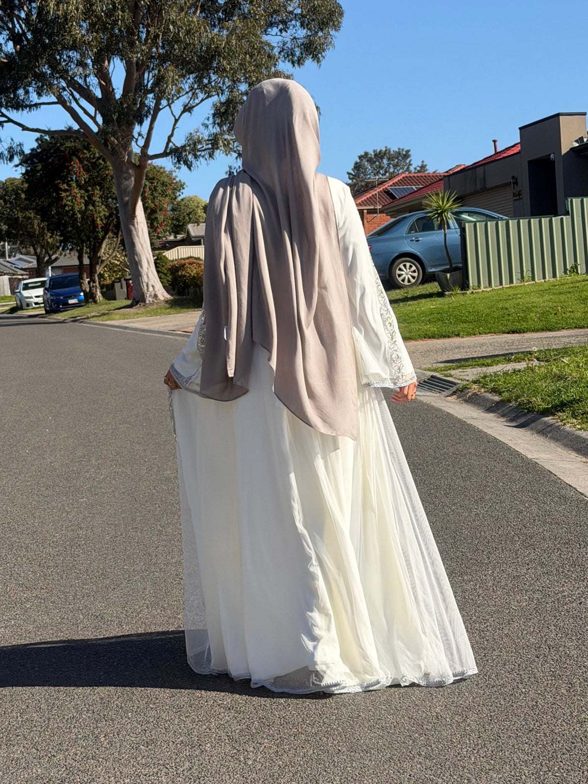 Ivory Silver Beaded Gown