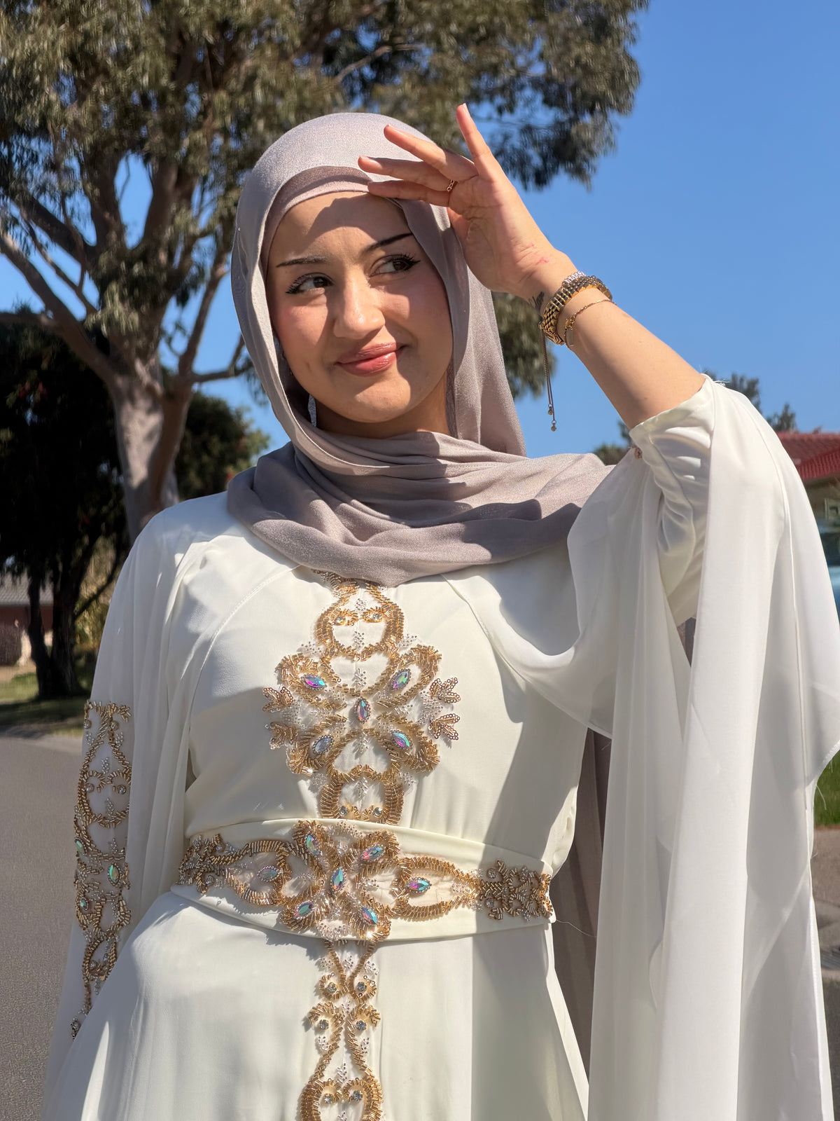 Ivory Gold Embellished Gown