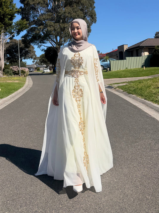 Ivory Gold Embellished Gown