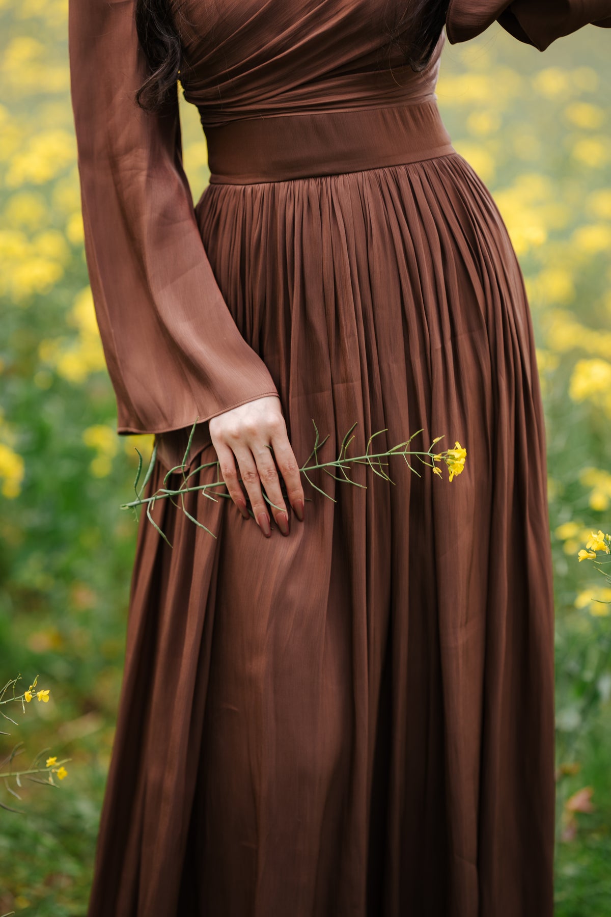 Draped Bell Sleeves Dress