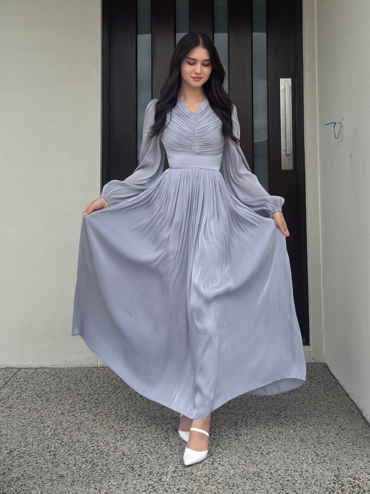 Ruched V-Neck Dress