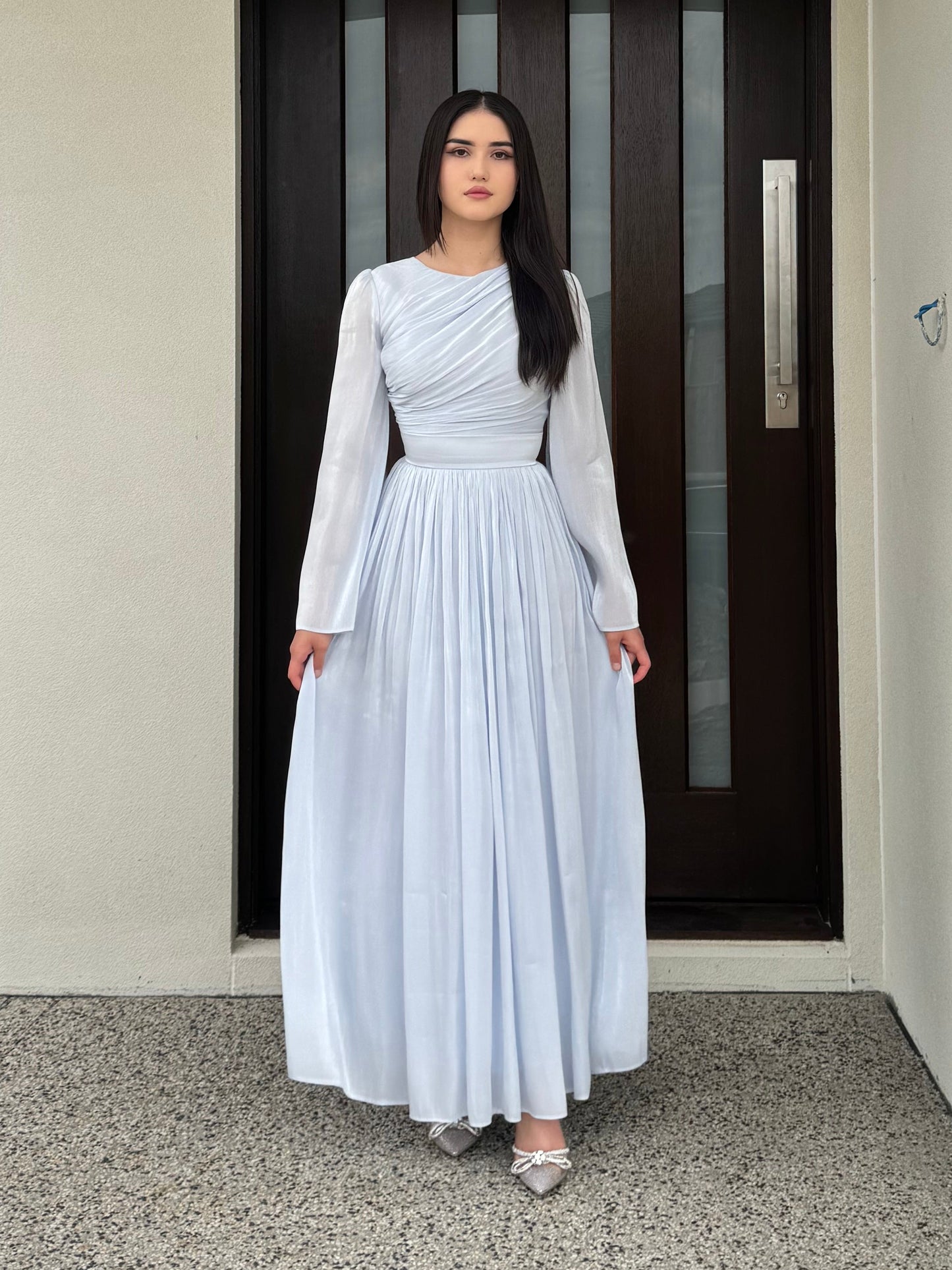 Draped Bell Sleeves Dress