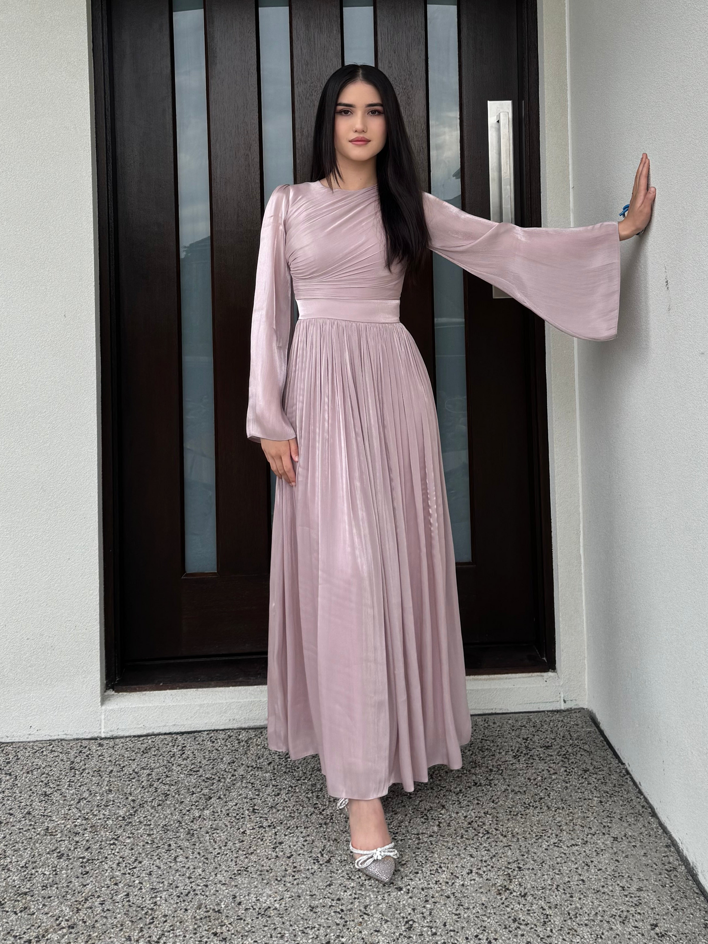 Draped Bell Sleeves Dress