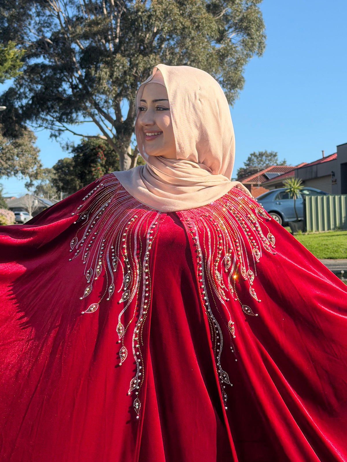 Ruby Crystal Velvet Kaftan