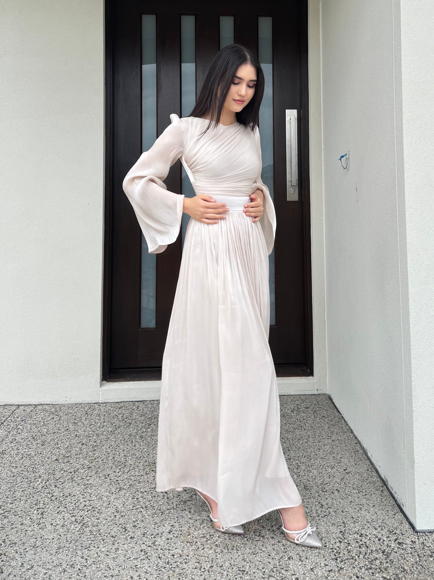Draped Bell Sleeves Dress
