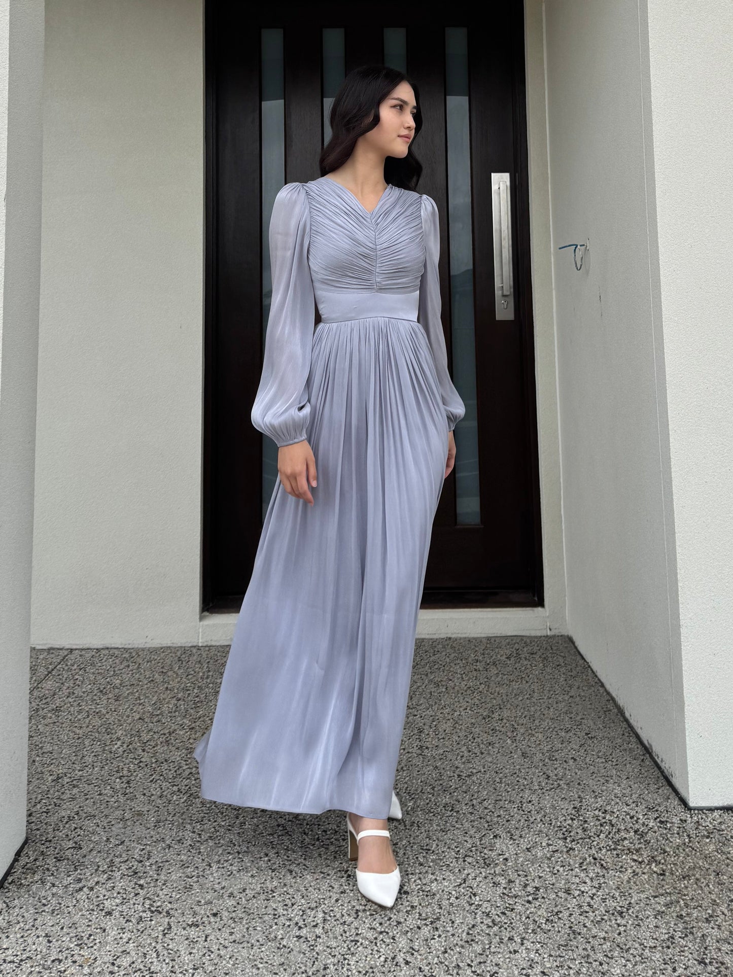 Ruched V-Neck Dress
