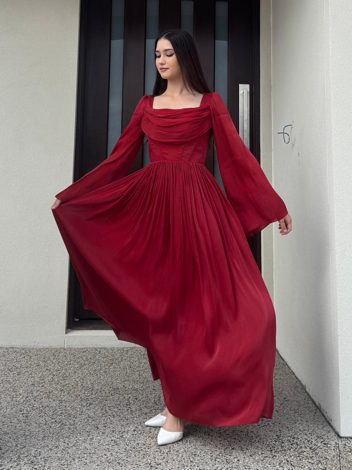Draped Cowl Neck Dress