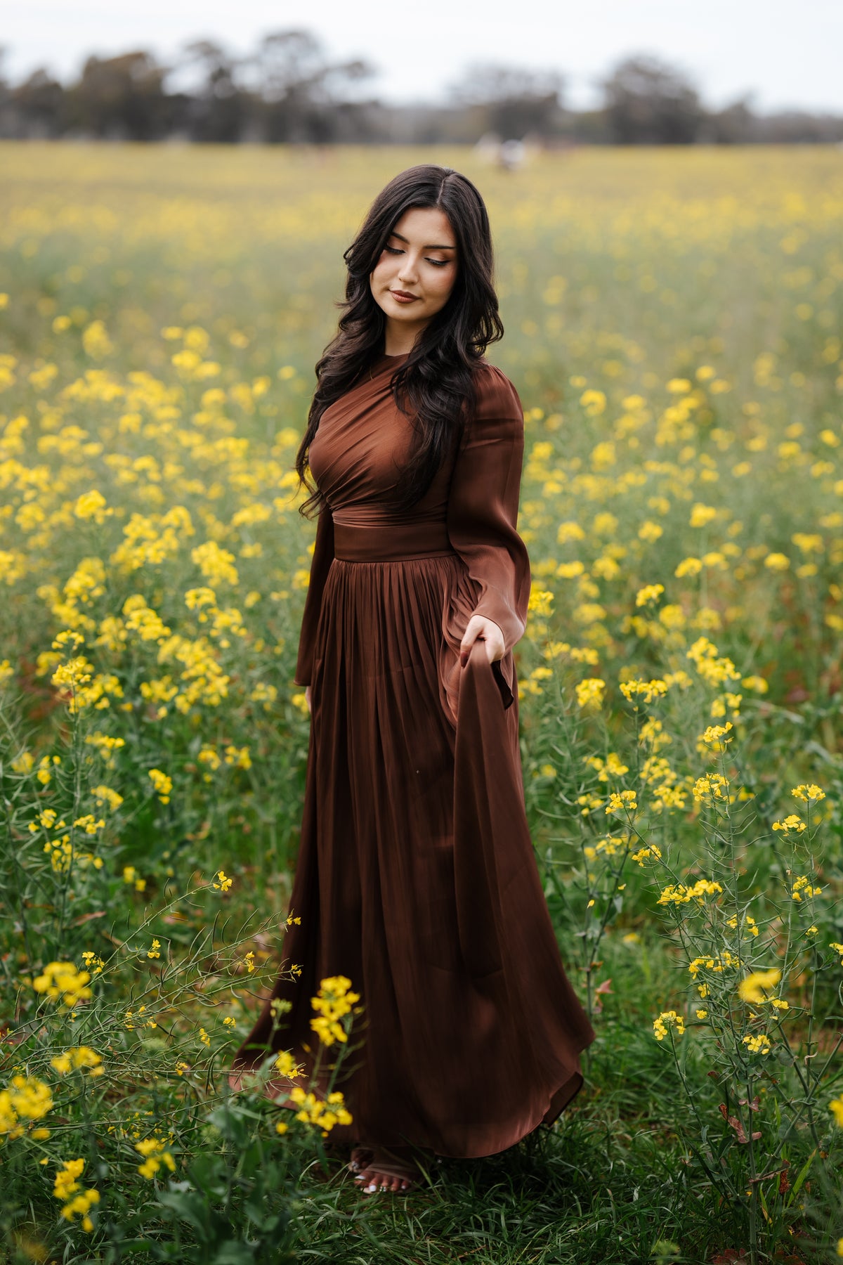 Draped Bell Sleeves Dress