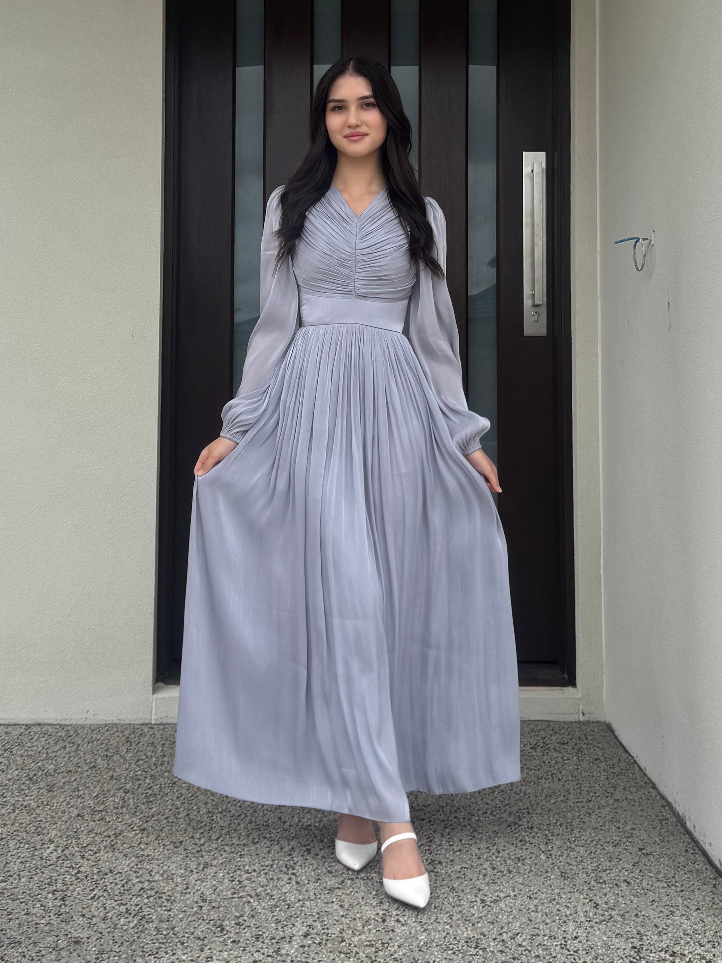 Ruched V-Neck Dress