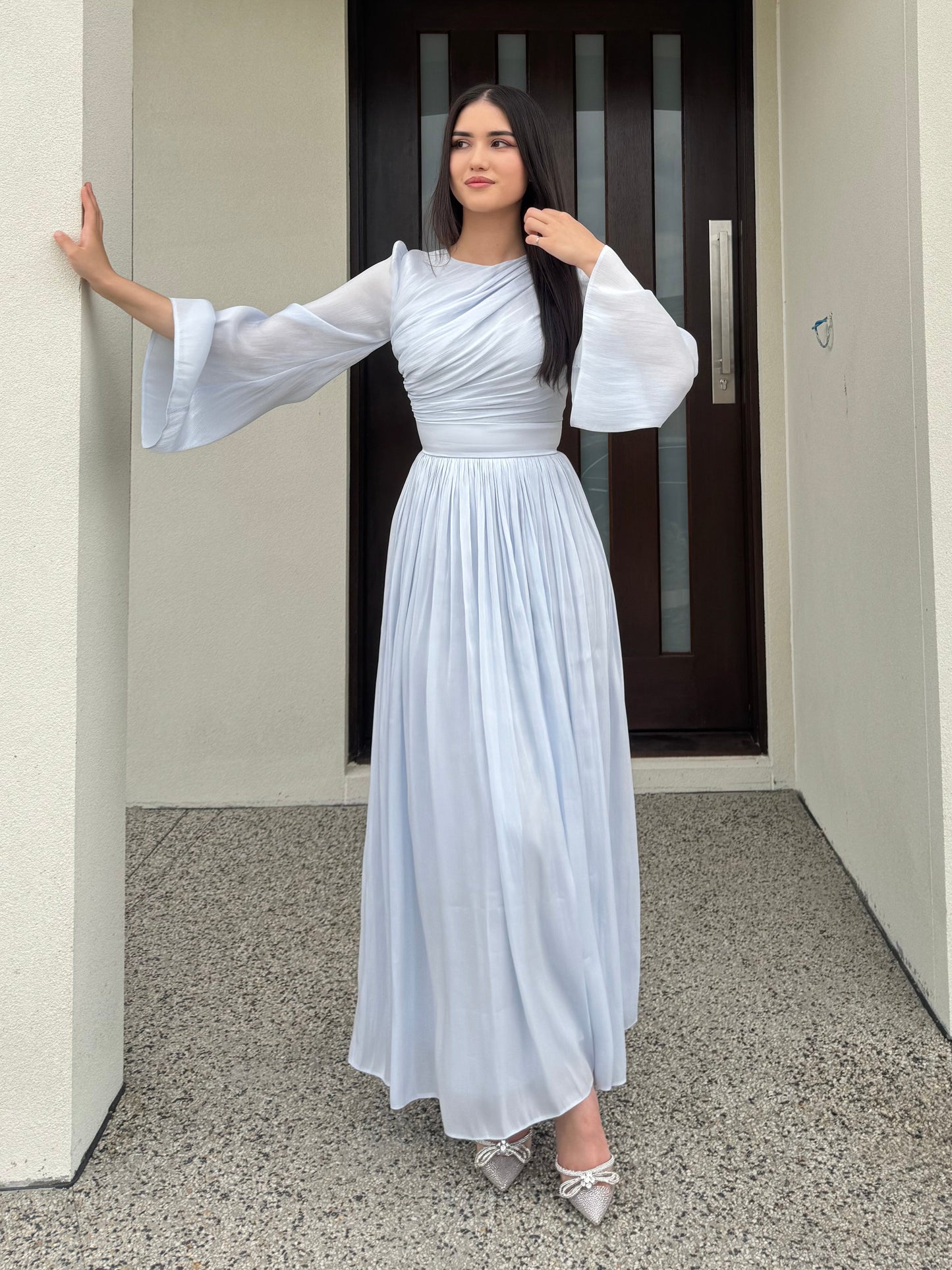 Draped Bell Sleeves Dress