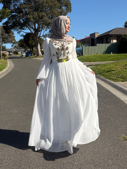 Ivory Jewel Embellished
Gown