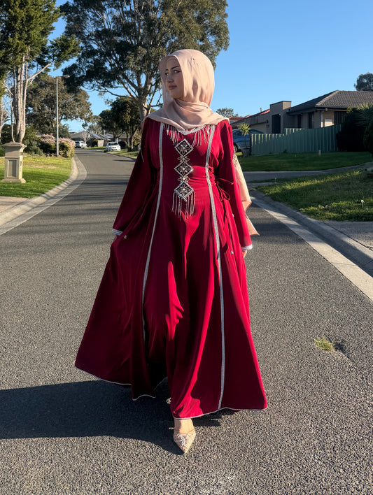 Crimson Crystal Embellished
Gown