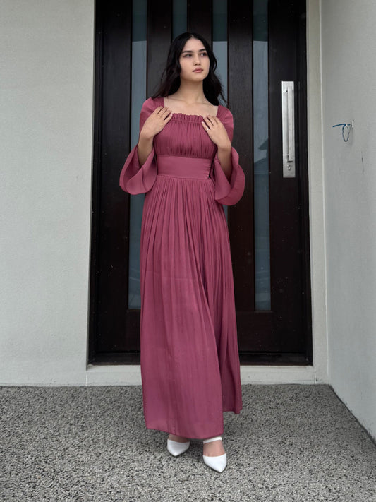 Ruched Square Neck Dress