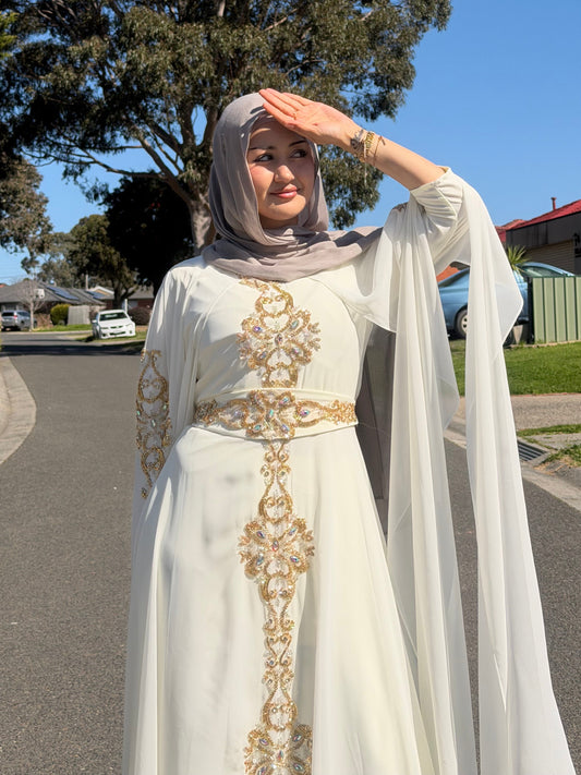 Ivory Gold Embellished Gown