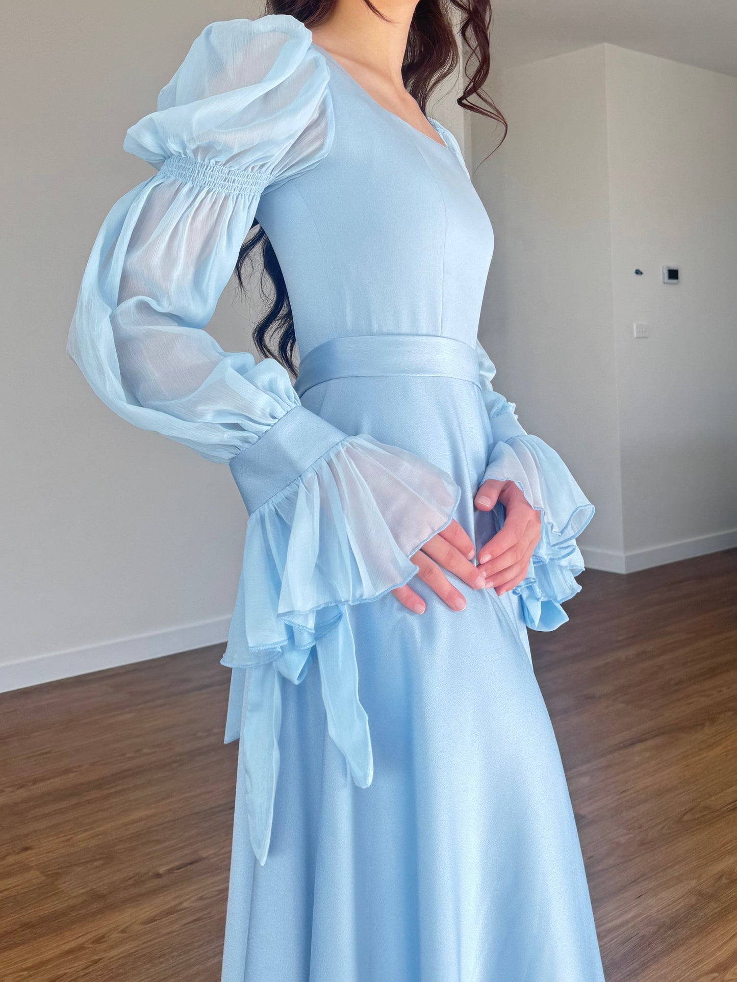 Puff Sleeve Square Neck Dress