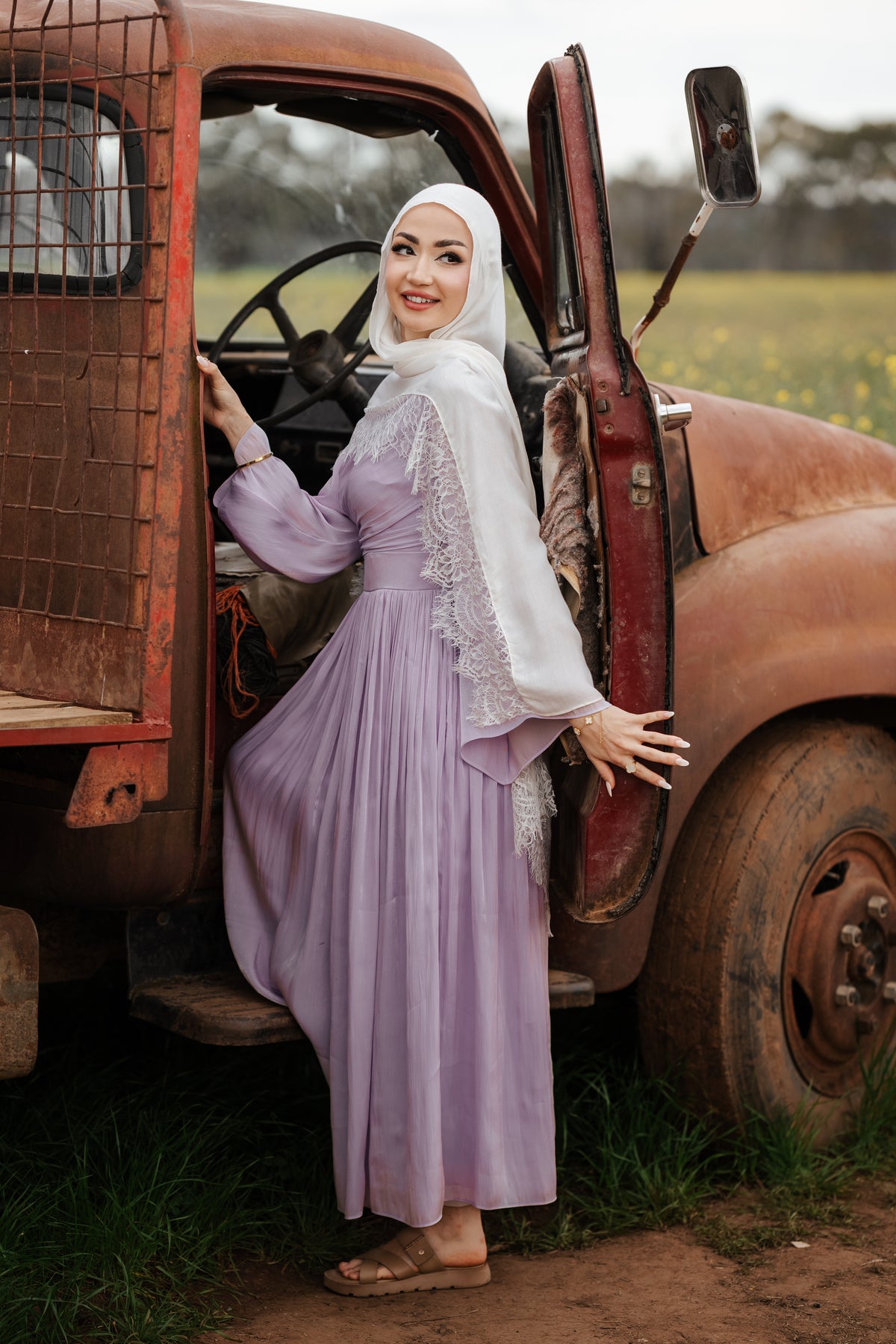 Draped Bell Sleeves Dress