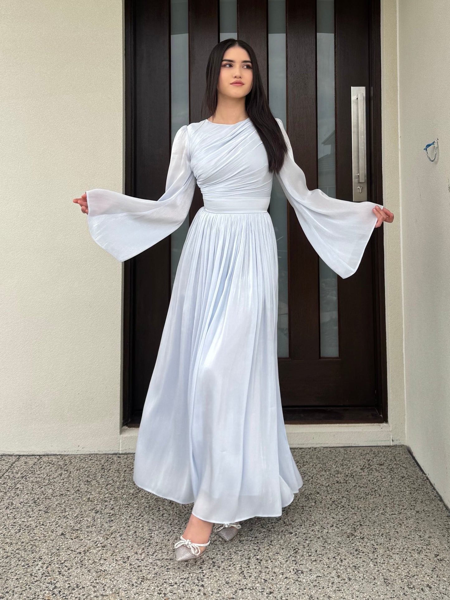 Draped Bell Sleeves Dress