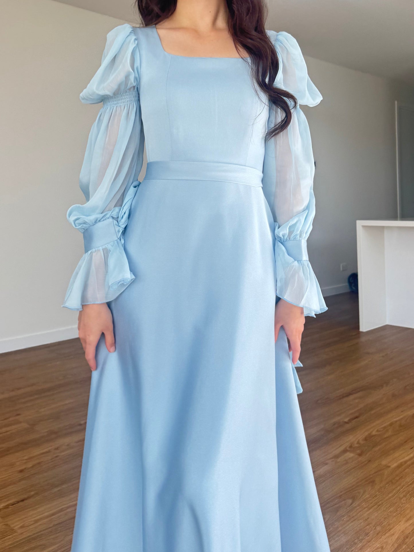 Puff Sleeve Square Neck Dress
