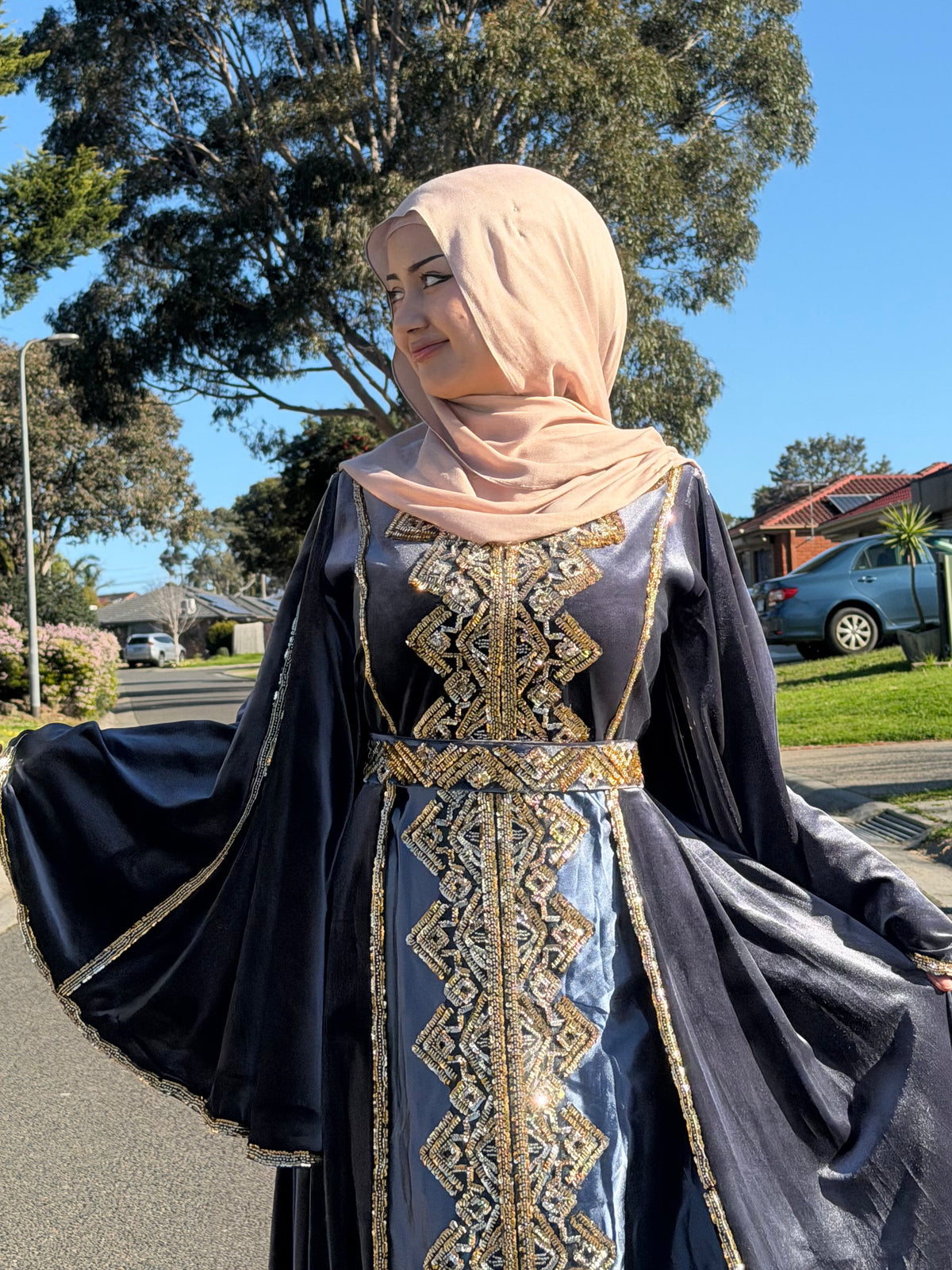 Sapphire Golden
Velvet Gown