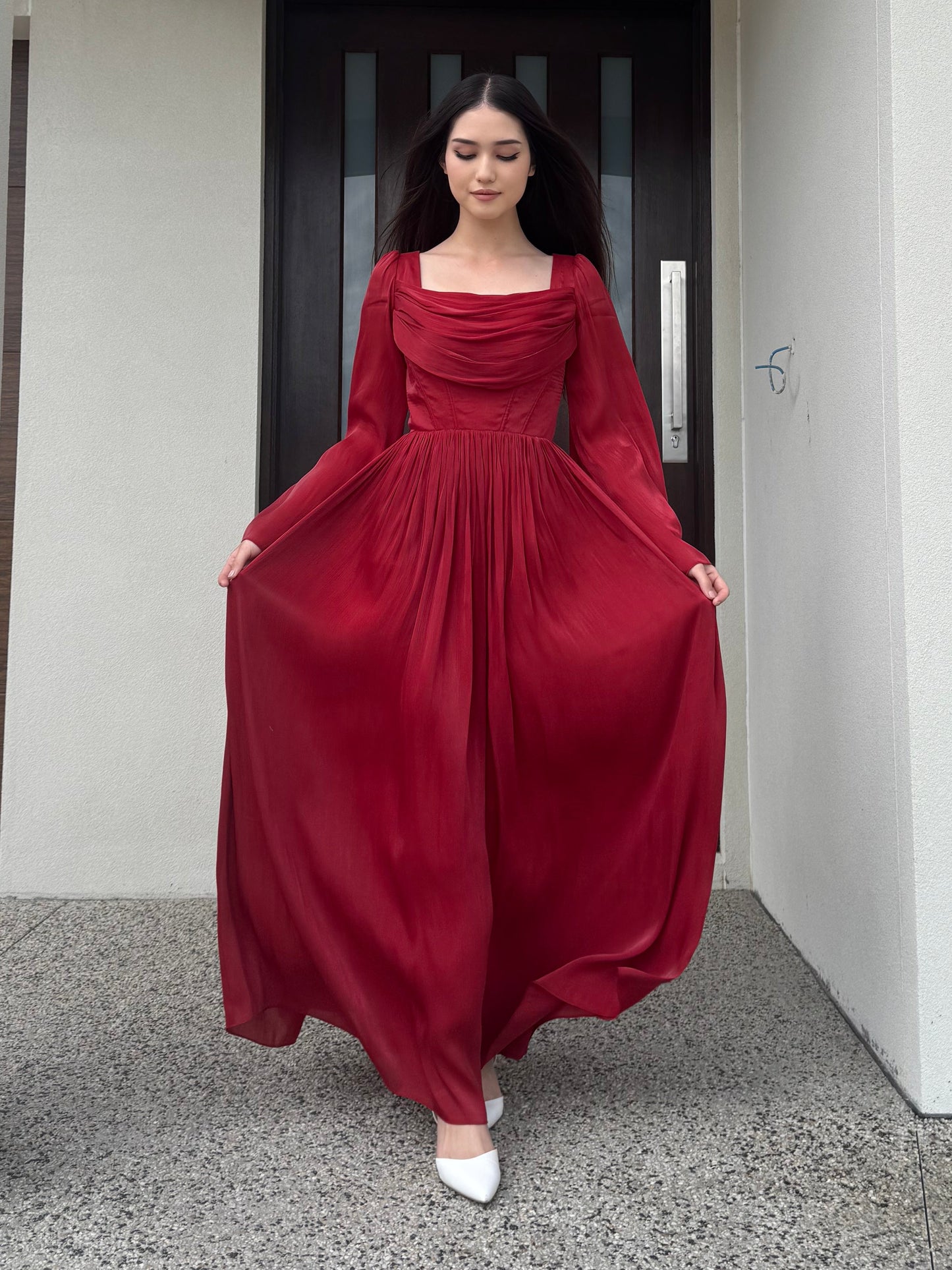 Draped Cowl Neck Dress