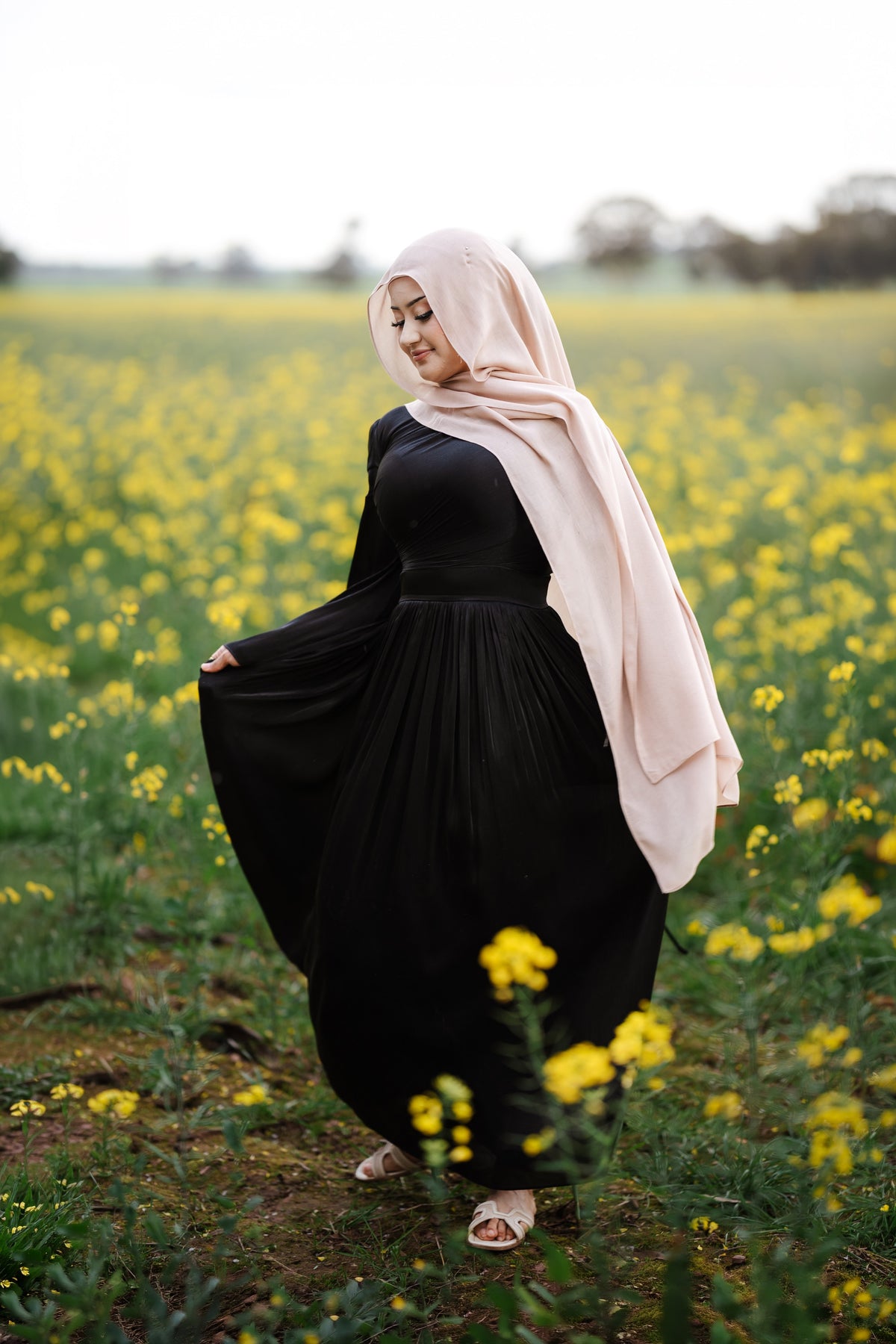 Draped Bell Sleeves Dress