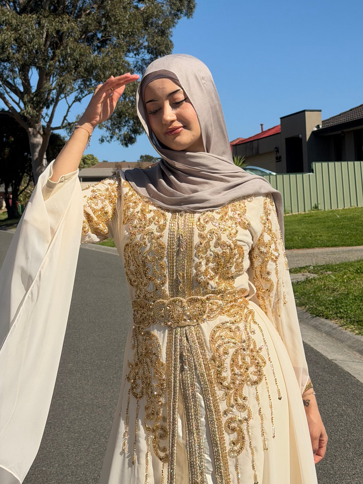 Beige Gold Beaded
Gown
