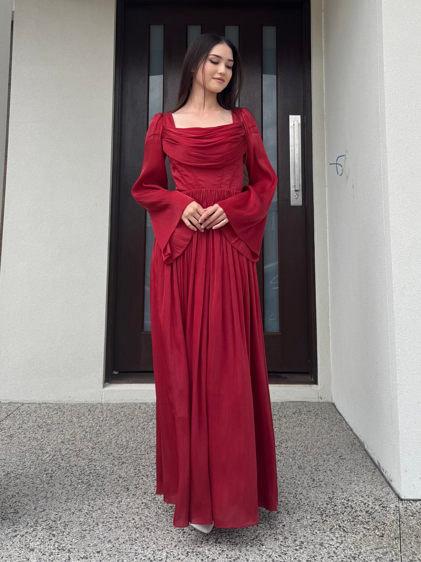 Draped Cowl Neck Dress