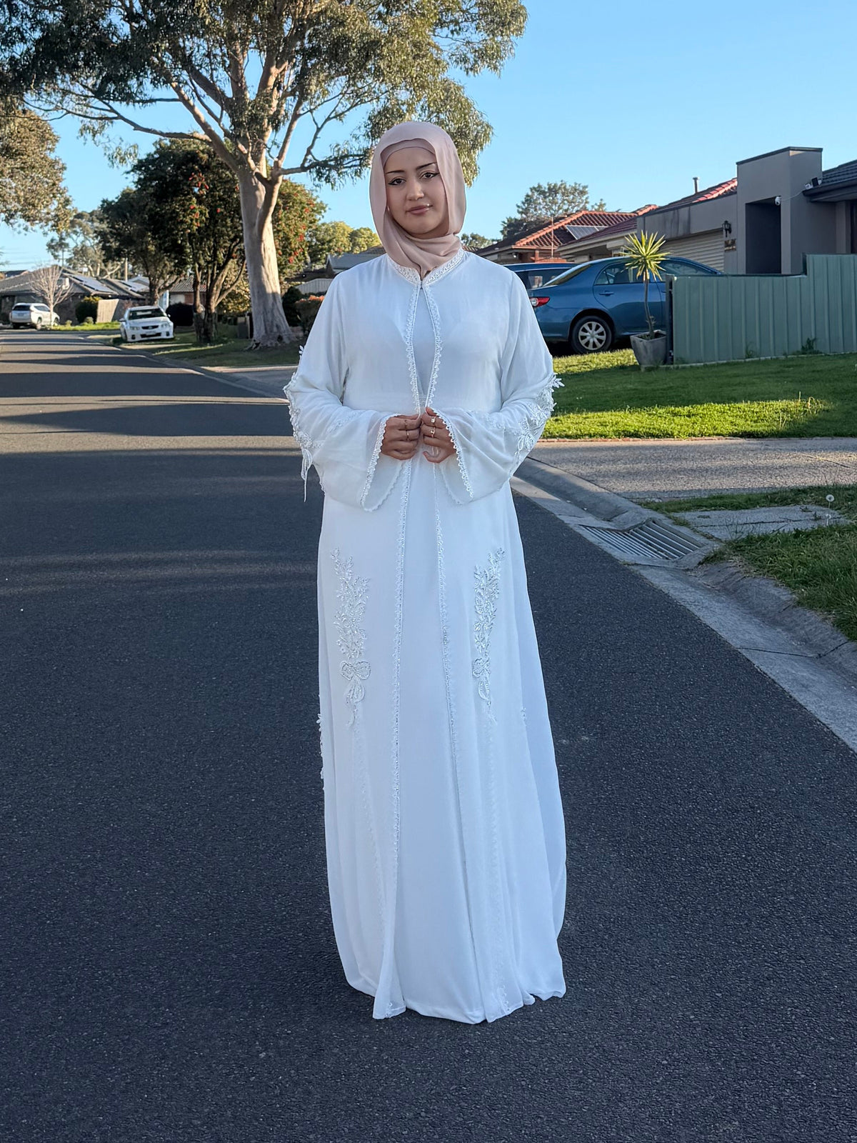 White Embroidered Abaya