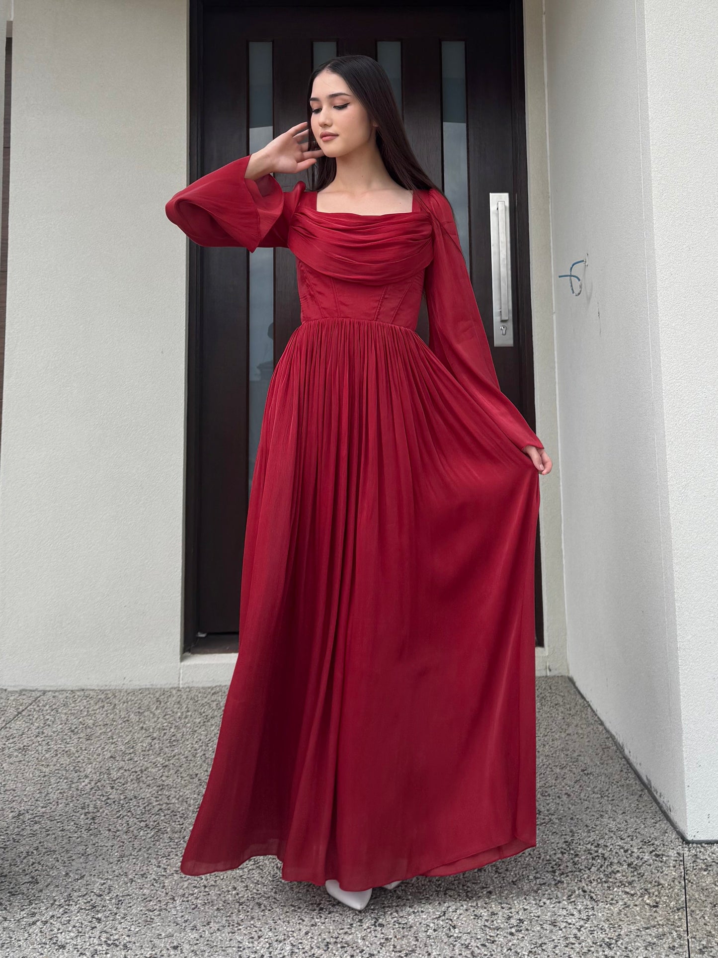 Draped Cowl Neck Dress