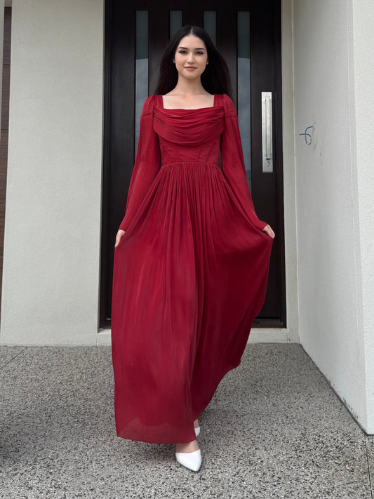 Draped Cowl Neck Dress
