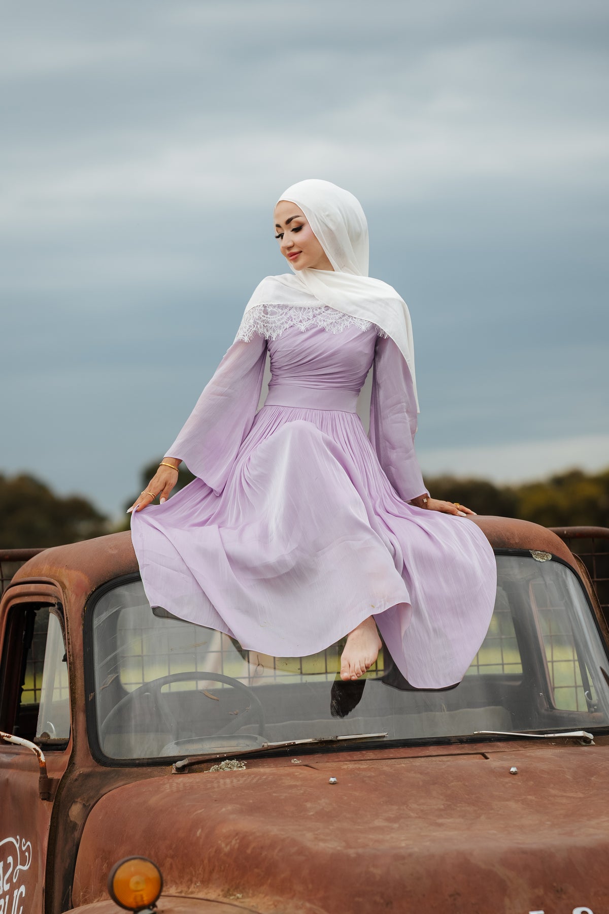 Draped Bell Sleeves Dress