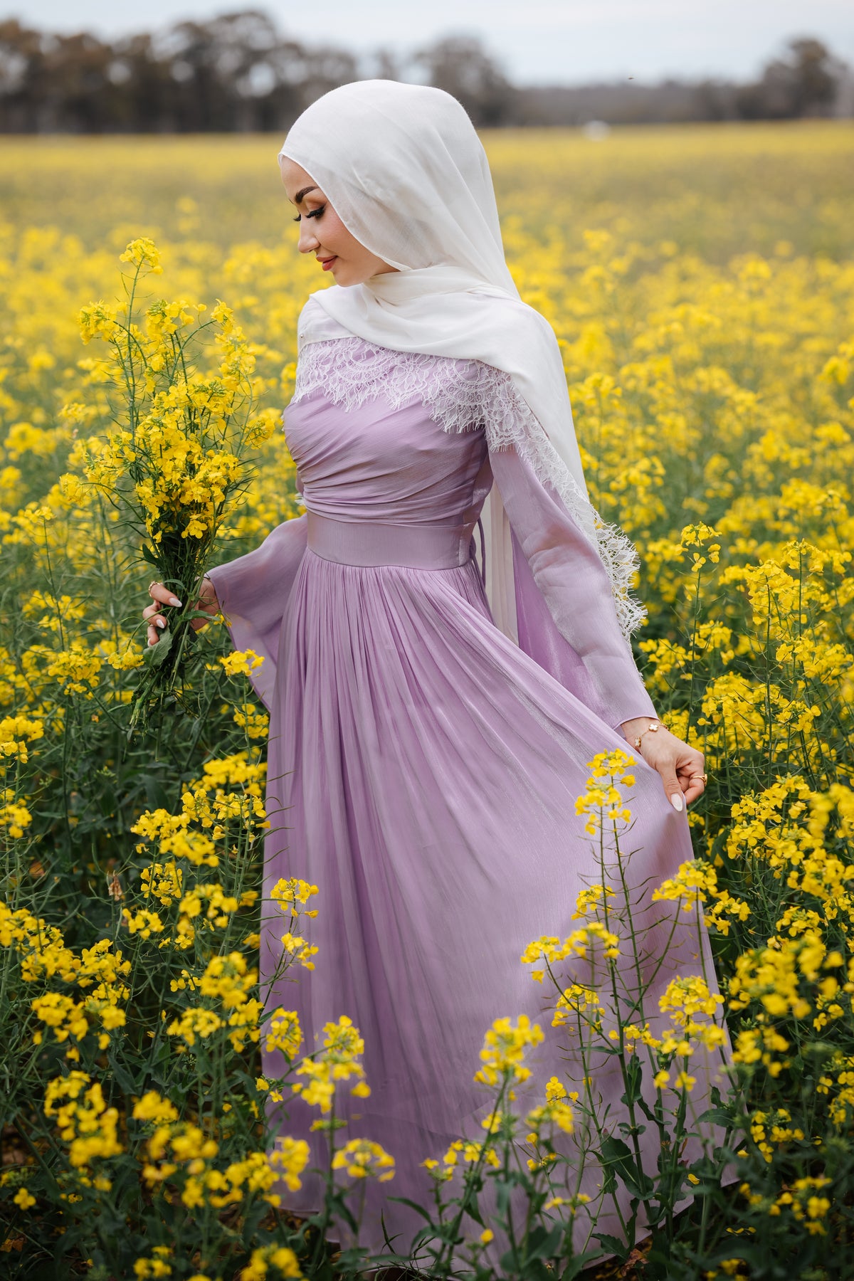 Draped Bell Sleeves Dress