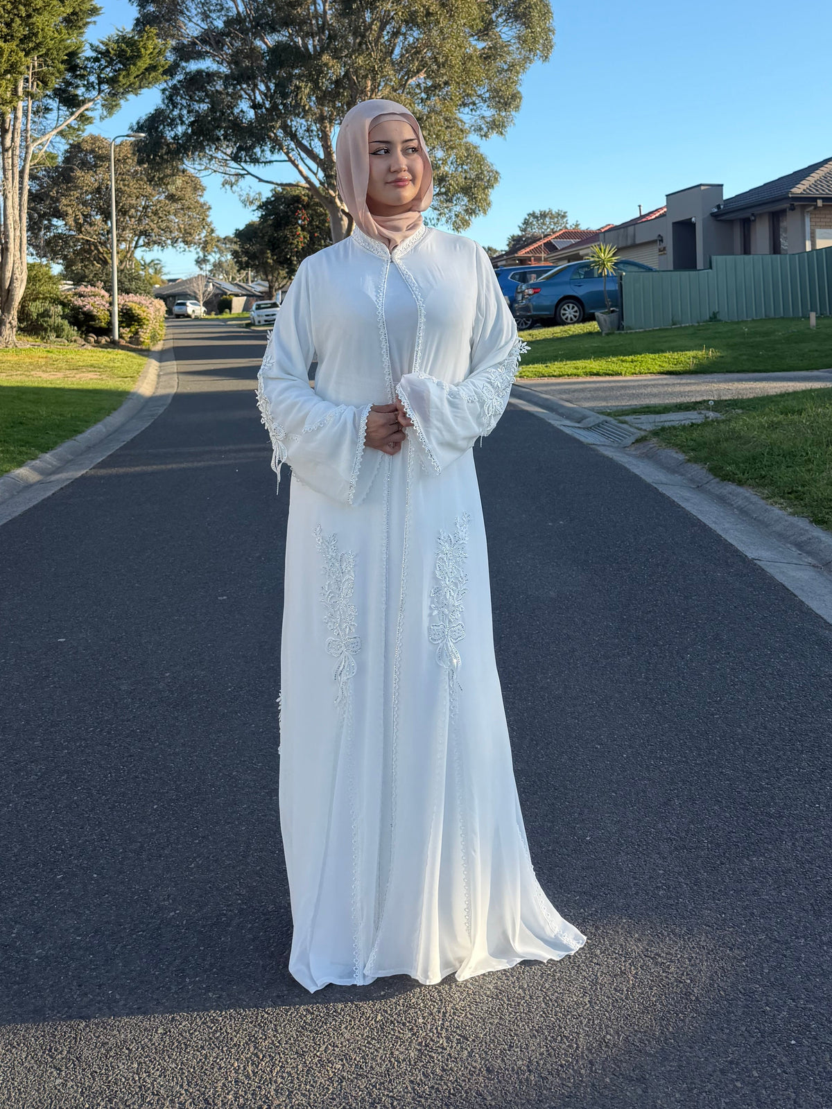 White Embroidered Abaya