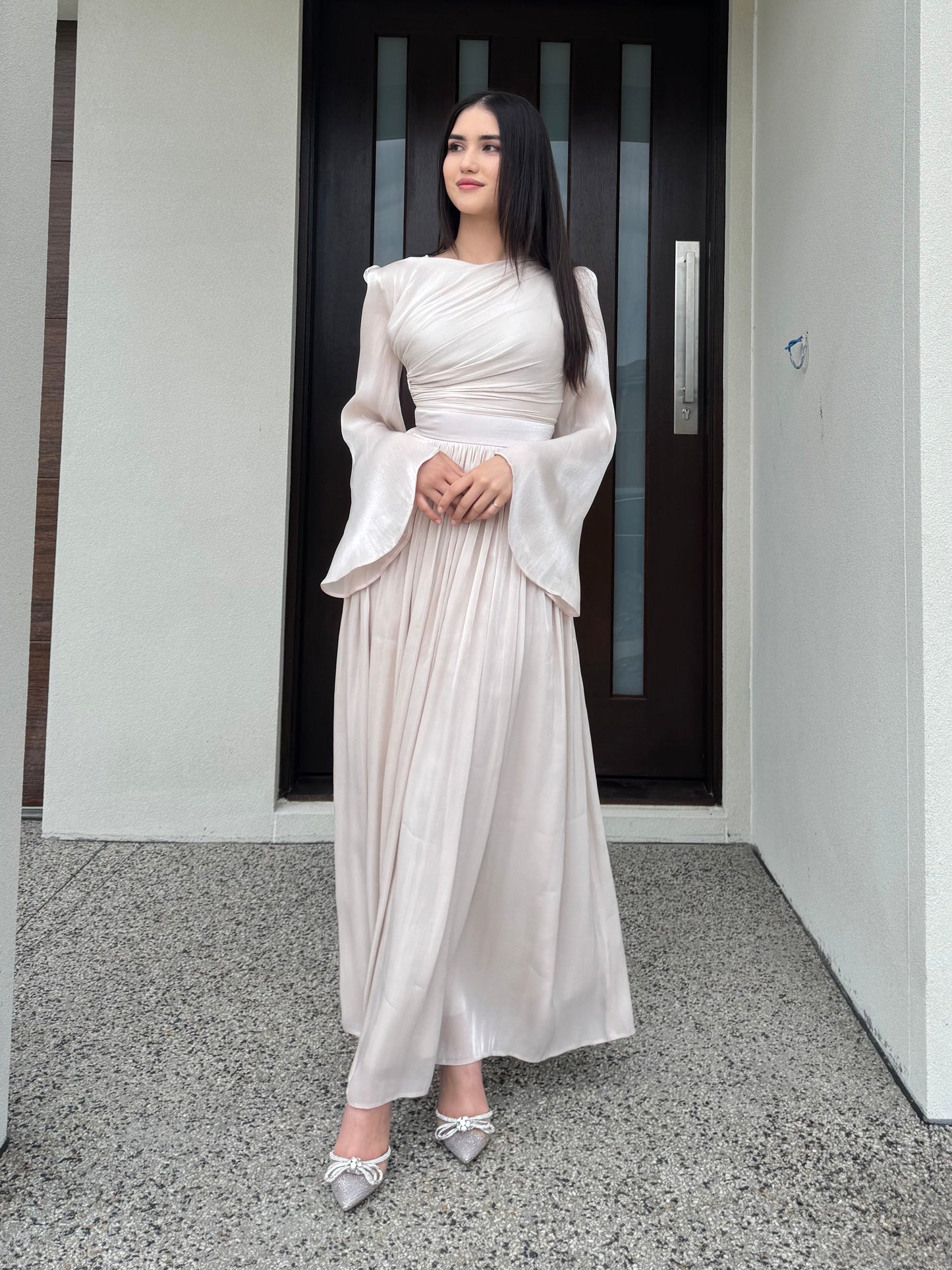 Draped Bell Sleeves Dress