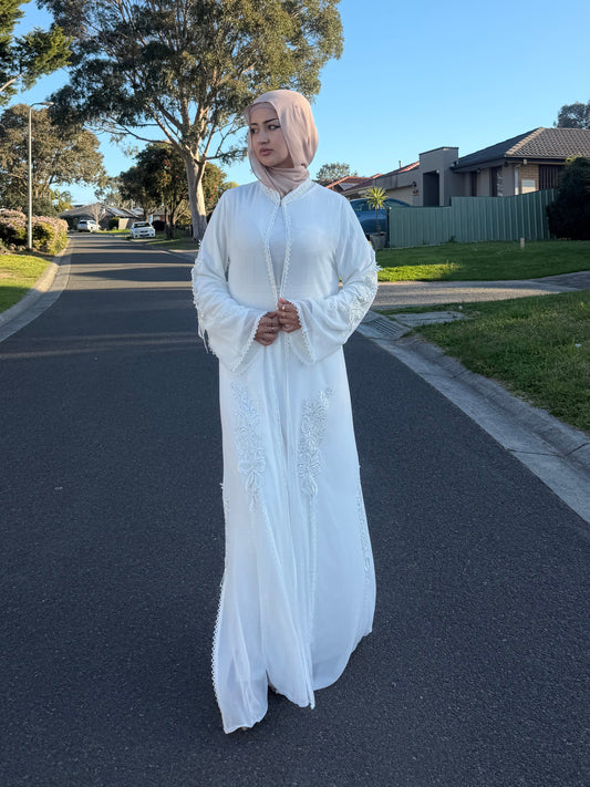 White Embroidered Abaya
