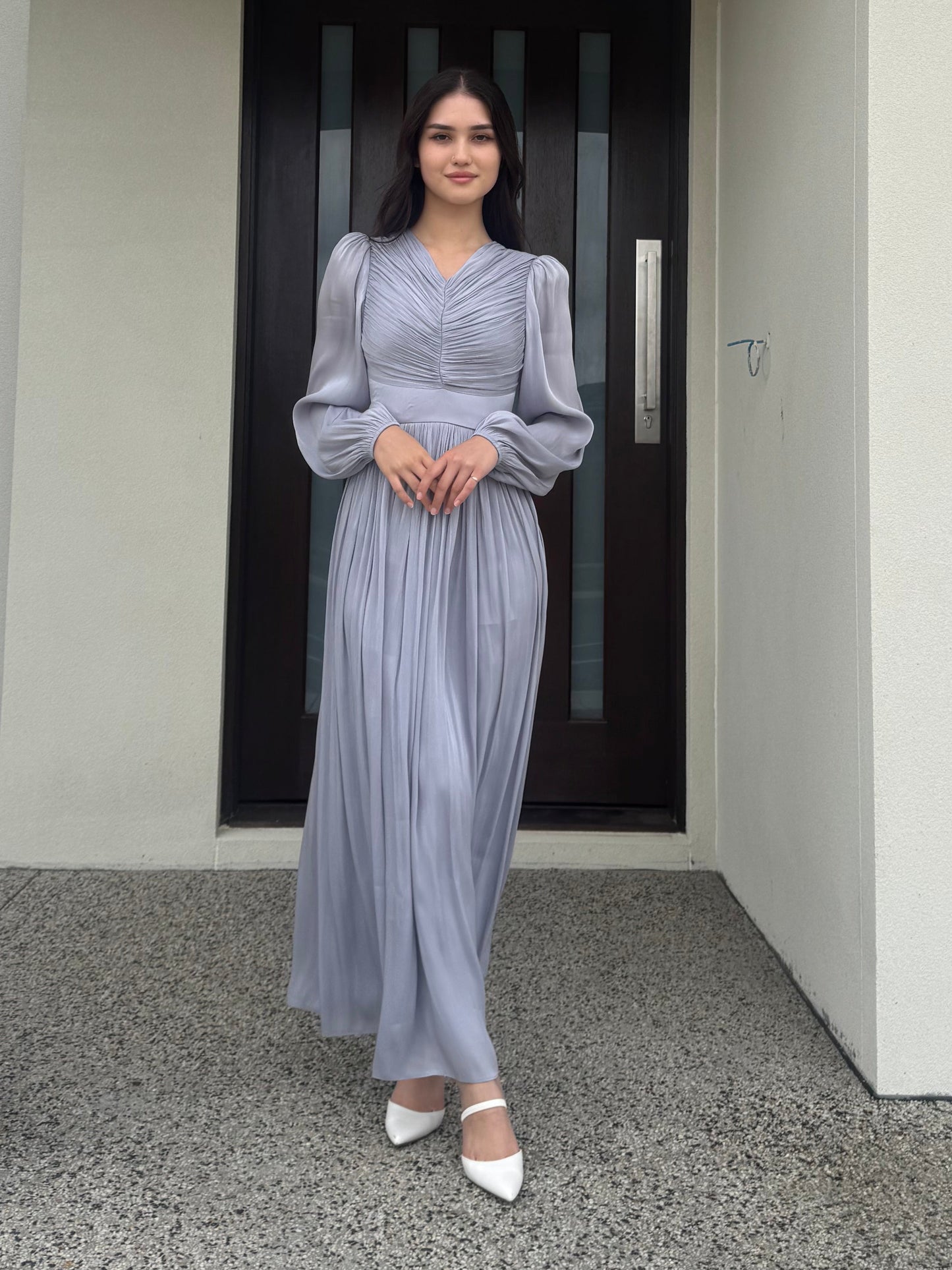 Ruched V-Neck Dress