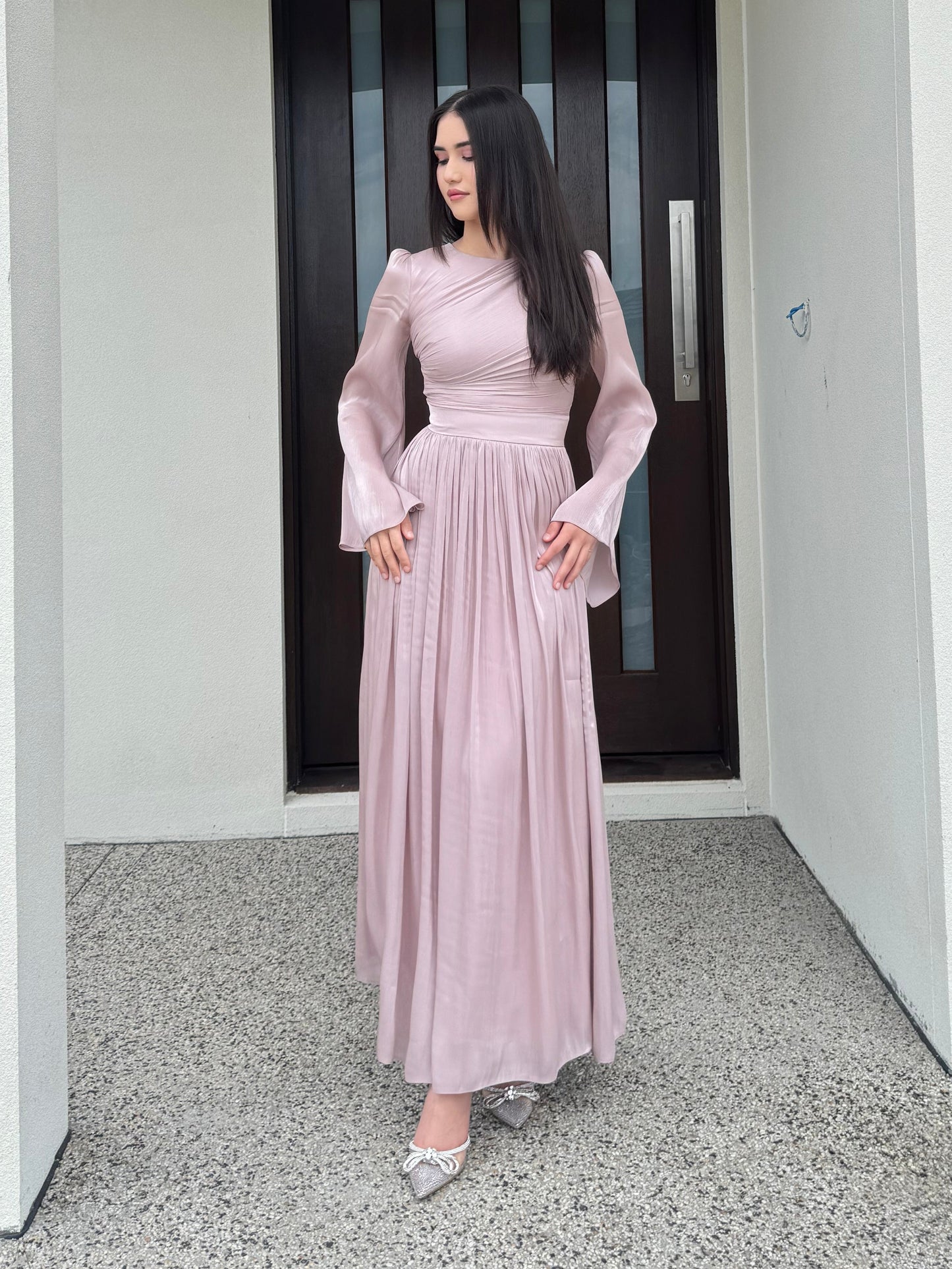 Draped Bell Sleeves Dress