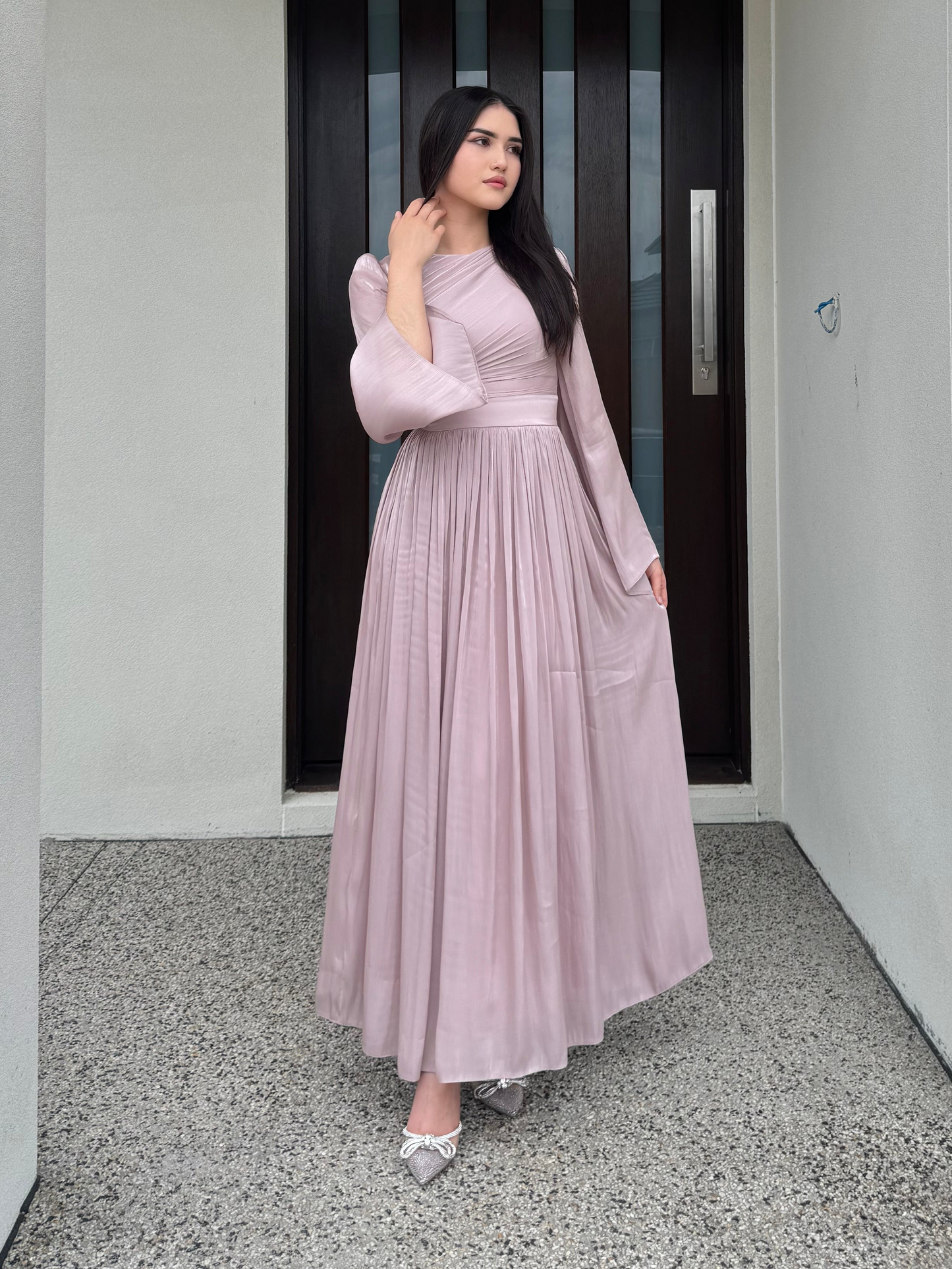 Draped Bell Sleeves Dress