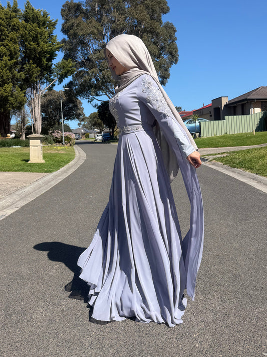 Lavender Silver Embellished Gown