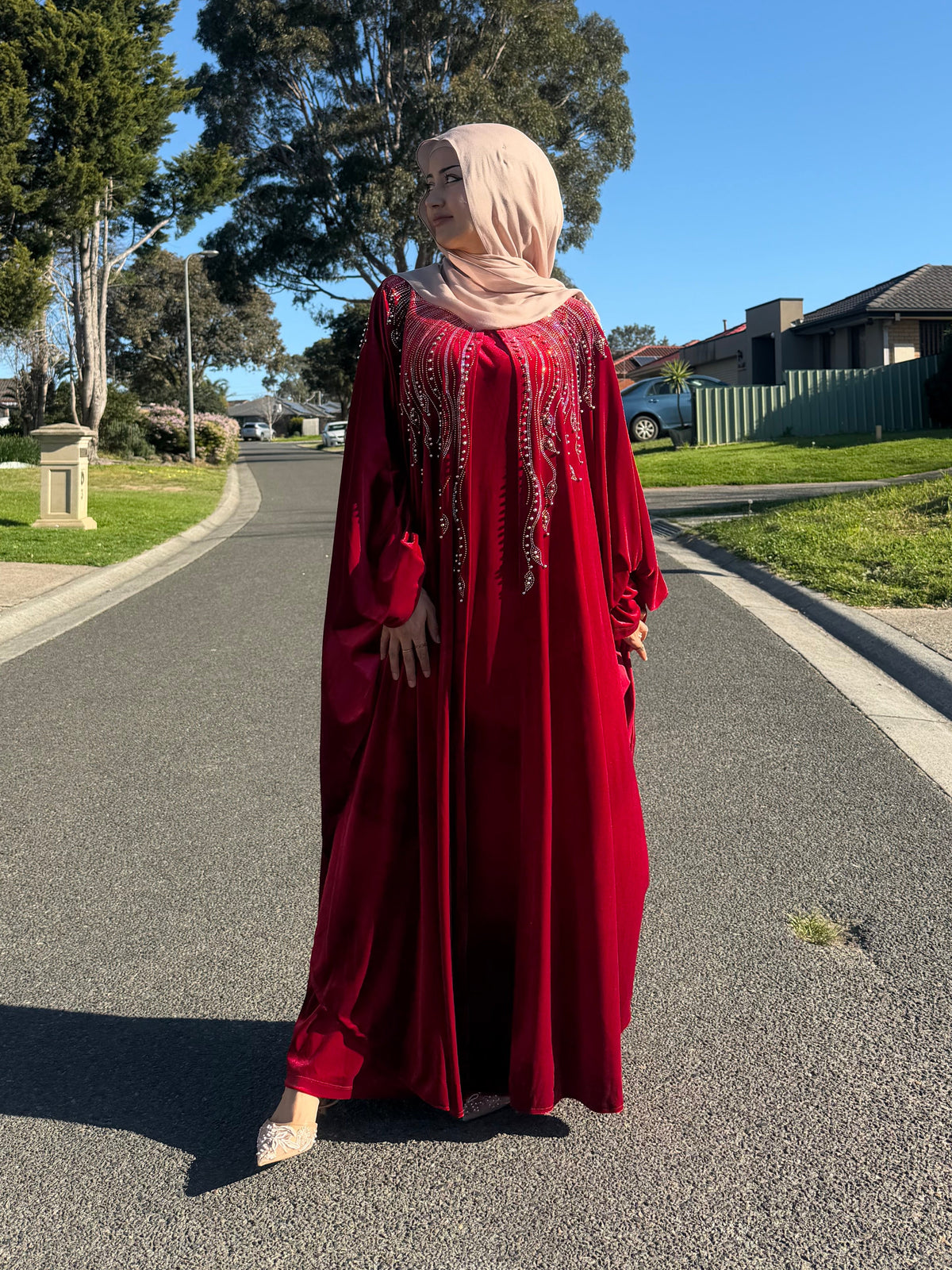 Ruby Crystal Velvet Kaftan