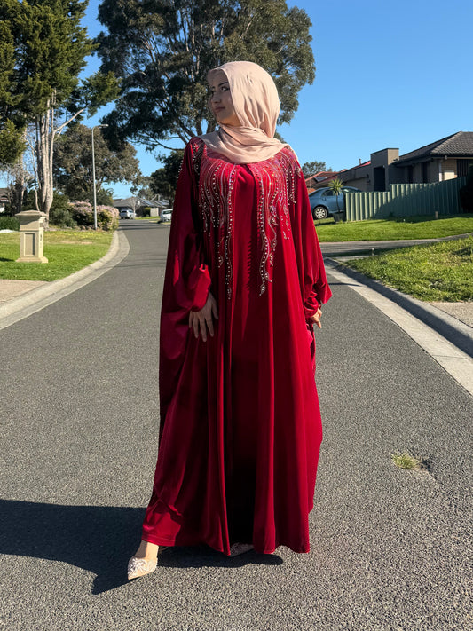 Ruby Crystal Velvet Kaftan